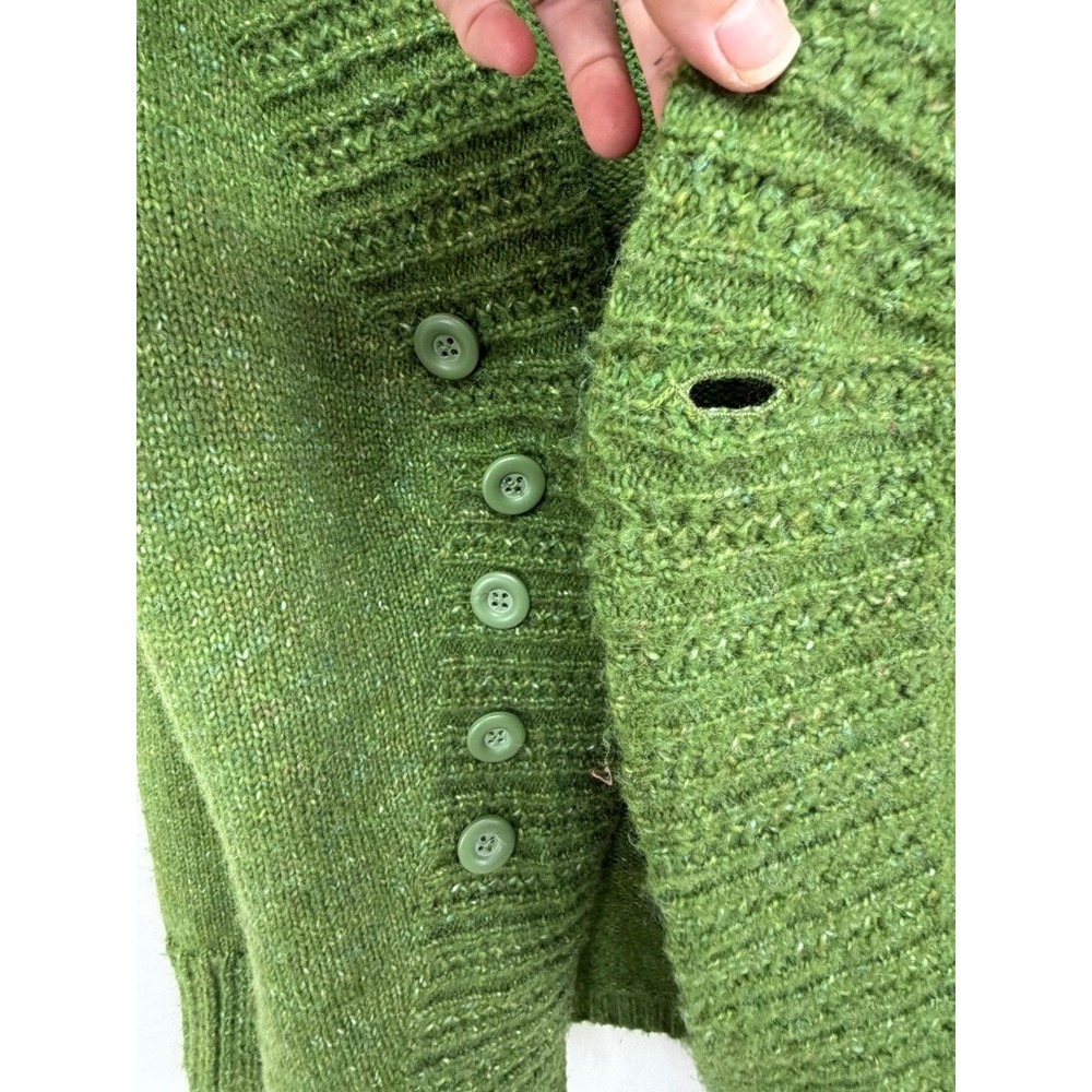 Royal Robbins Asymmetrical Wool Blend Cardigan Sweater Womens Medium Green Gorp - Picture 4 of 7